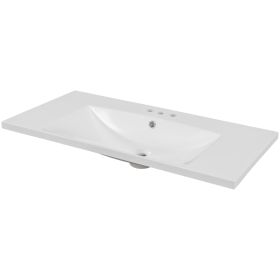 36" Single Bathroom Vanity Top with White Basin;  3-Faucet Holes;  Ceramic