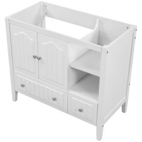 36" Bathroom Vanity Base Only;  Solid Wood Frame and MDF Boards (Color: White)